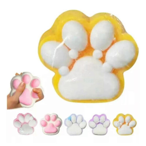 (Yellow) Two Pcs Silicone Squeeze Squishy Toy Cat Claws Relaxed