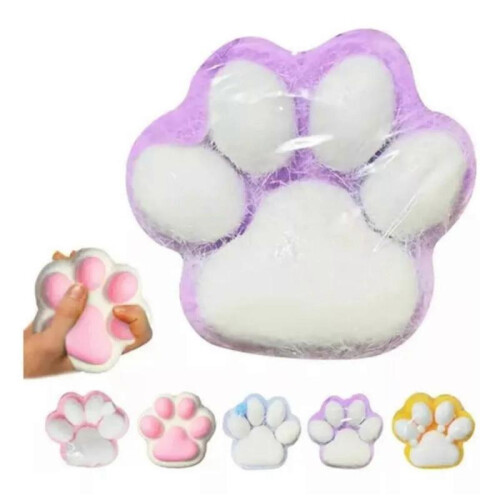(Purple) Two Pcs Silicone Squeeze Squishy Toy Cat Claws Relaxed