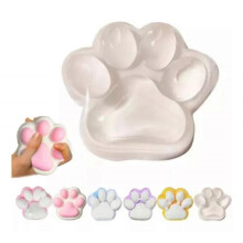 (Transparent) Two Pcs Silicone Squeeze Squishy Toy Cat Claws Relaxed