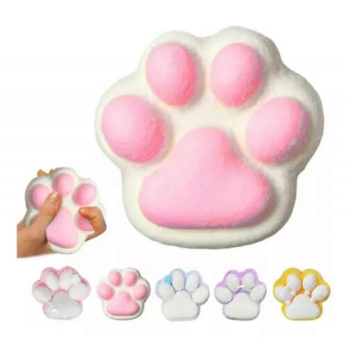 (Pink) Two Pcs Silicone Squeeze Squishy Toy Cat Claws Relaxed