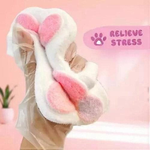 (Pink) Two Pcs Silicone Squeeze Squishy Toy Cat Claws Relaxed 2