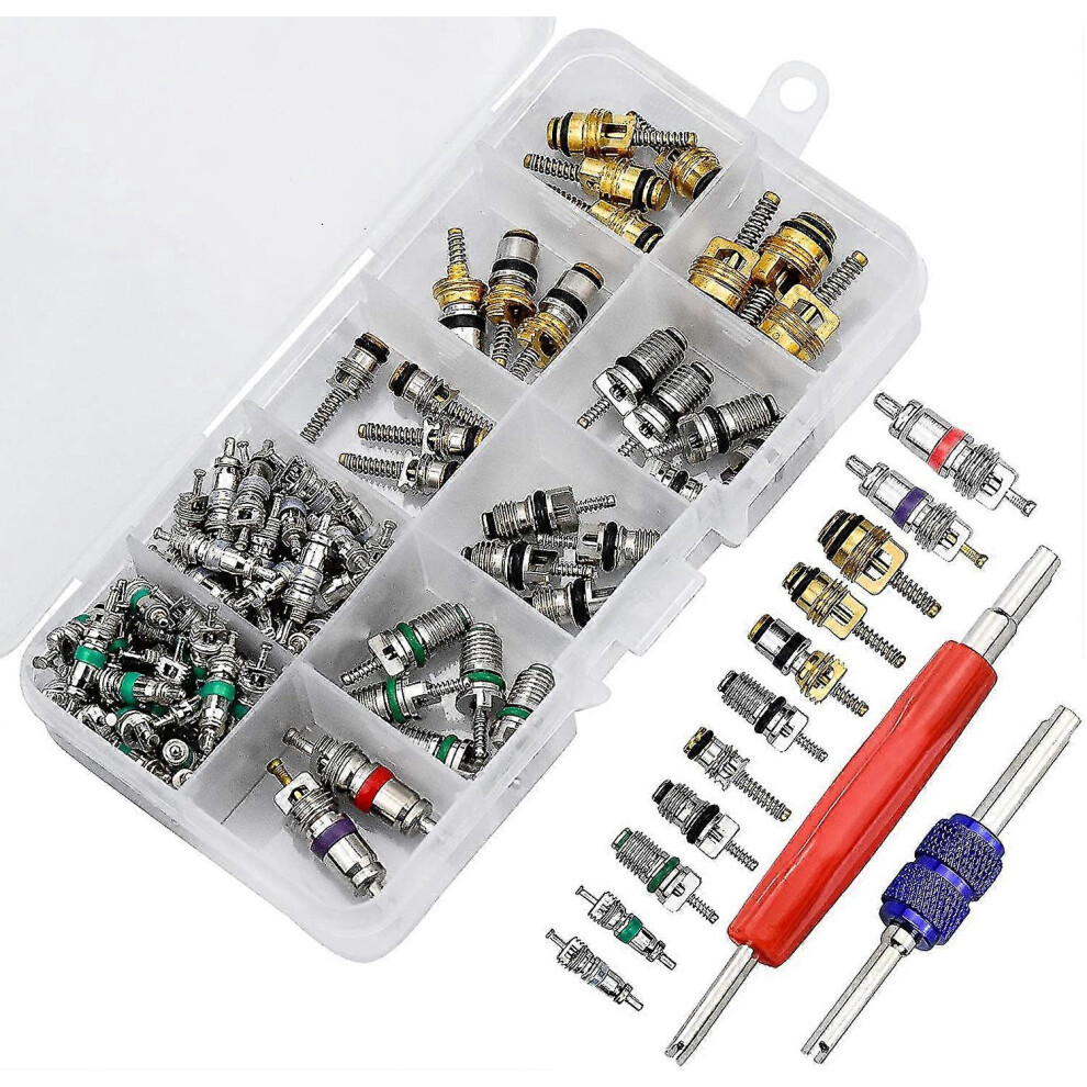 102Pcs Air Conditioning Valve Core, Automotive Air Conditioning Valve Stem Cores 6935159245443