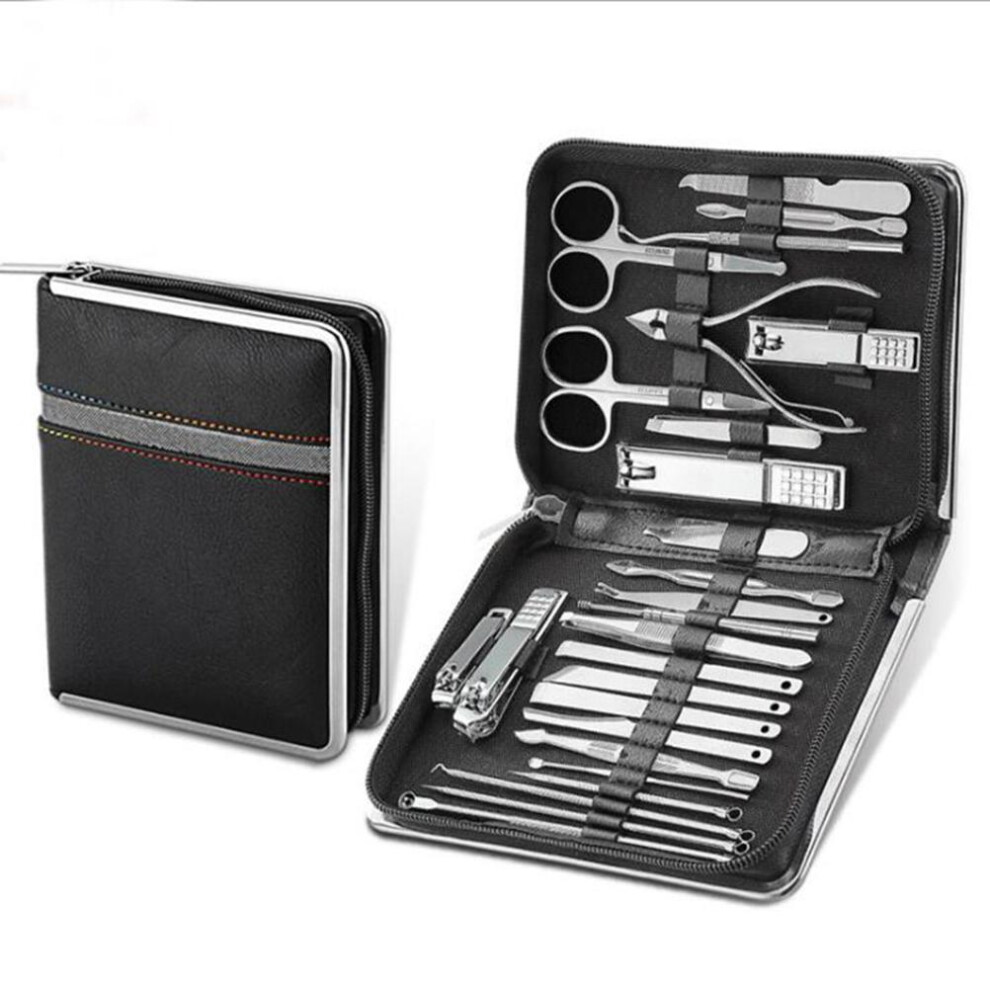 Black 26Pcs Waterproof Nail Clipper Set Manicure Trimmer Tool