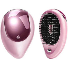 (Pink) Mini Ionic Hairbrush Portable Electric Massage Comb Handheld Scalp Massager Hairbrush Antistatic Hairbrush