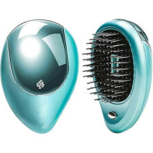 (Green) Mini Ionic Hairbrush Portable Electric Massage Comb Handheld Scalp Massager Hairbrush Antistatic Hairbrush