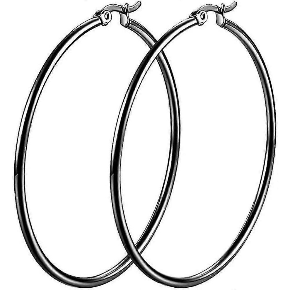 Kikidex (As Show, One Size) Silver Gold Hoop Earrings Stainless Steel Large Hoop Earrings For Women Hypoallergenic Hoop Earrings Set