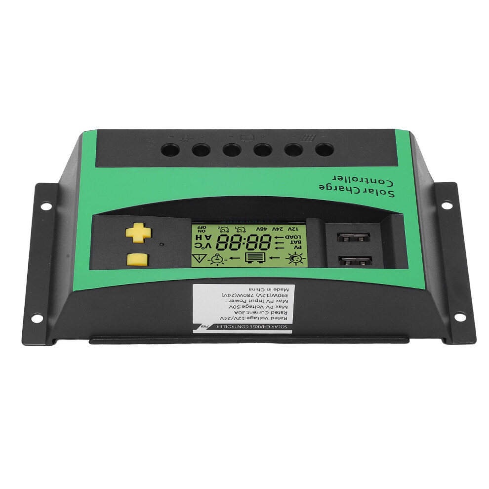 Pwm Solar Charge Controller 12V/24V 30A With 2 Usb For Rv Boat 8781356586814