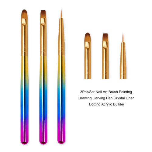 3x Nail Art Penseel Crystal Liner Dotting Acryl 2