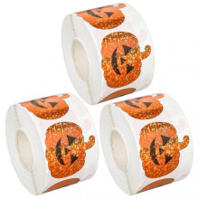 (3pcs, Pumpkin) Hand-made Sticker Labels Classic Halloween-Themed Designs for Envelopes