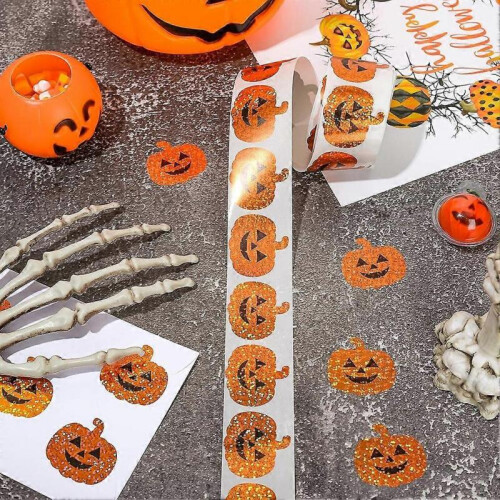 (3pcs, Pumpkin) Hand-made Sticker Labels Classic Halloween-Themed Designs for Envelopes 2
