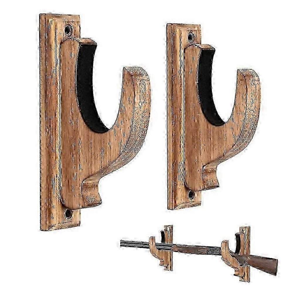 Kikidex (As Show, One Size) Gun Rack Wood Shotgun Rifle Wall Mount Holder Display Rack