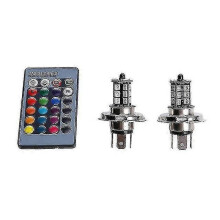 (As show, H7) 2 Pcs 9006 H4 Hb4 H7 H8 H9 H11 Universal Auto Rgb Atmosphere Lamp 5050 Led Lights Car Products Accessories With Remote Control
