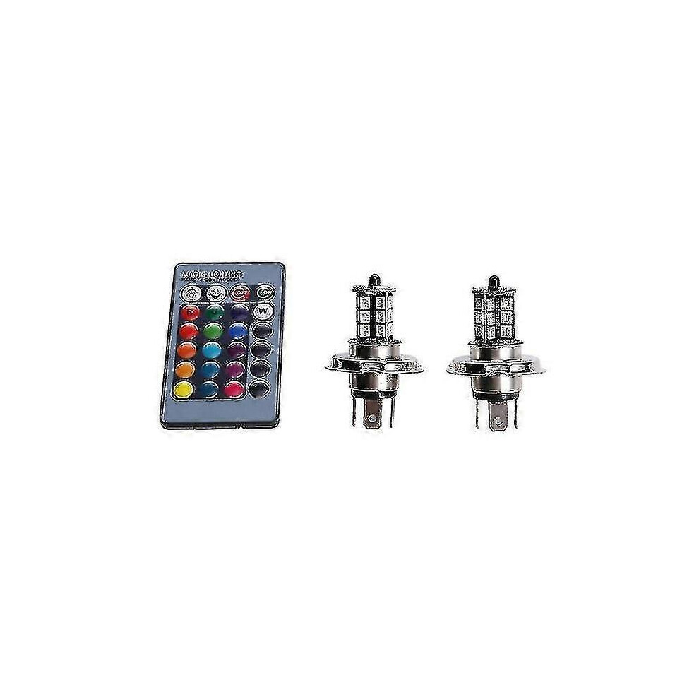 Kikidex (As Show, H8 H9 H11) 2 Pcs 9006 H4 Hb4 H7 H8 H9 H11 Universal Auto Rgb Atmosphere Lamp 5050 Led Lights Car Products Accessories With Remote Control