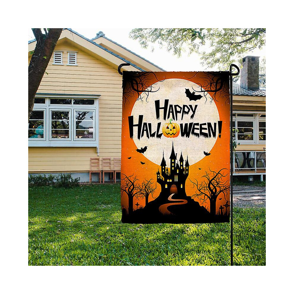 Kikidex (As Show, One Size) Double Sided Halloween Garden Flag, Linen Outdoor Decoration