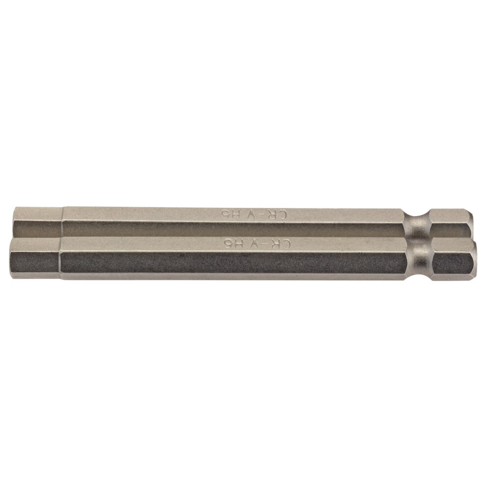 Draper Hexagonal Insert Bit, 6Mm, 1/4"" Hex, 75Mm Long (Pack Of 2)