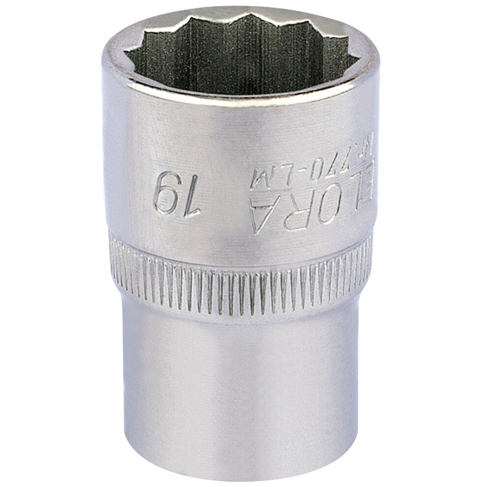 Draper Elora Bi-Hexagon Socket, 1/2"" Sq. Dr., 19Mm