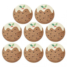 (8pcs) Christmas Wooden Coaster Festive Holiday Drink Mats Festive Holiday Gatherings