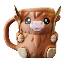 (Brown)Cute Ice Cream Pint Holder with Spoon Reusable Comfort Grip Easy to Clean for Kids Adults