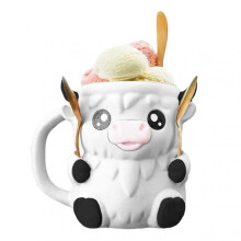 (White)Cute Ice Cream Pint Holder with Spoon Reusable Comfort Grip Easy to Clean for Kids Adults