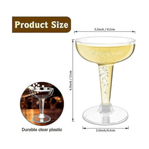 50 Pack Plastic Cups, 4 oz Disposable Stemmed Martini Glasses for Parties, Stackable Plastic Cocktail Glasses 1