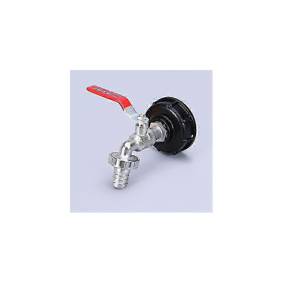 1000L Tank Tap, 1/2" IBC Tank Adapter, Double Rainwater Harvesting Tap, Alloy Material, Made of PP, 60mm Coarse Thread