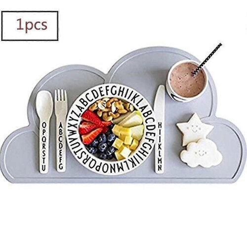 1 x Cloud Shaped Silicone Waterproof Placemat for Kids (Grey)