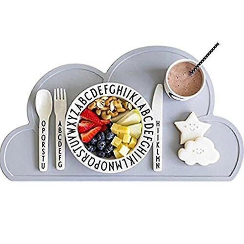 1 x Cloud Shaped Silicone Waterproof Placemat for Kids (Grey) 1