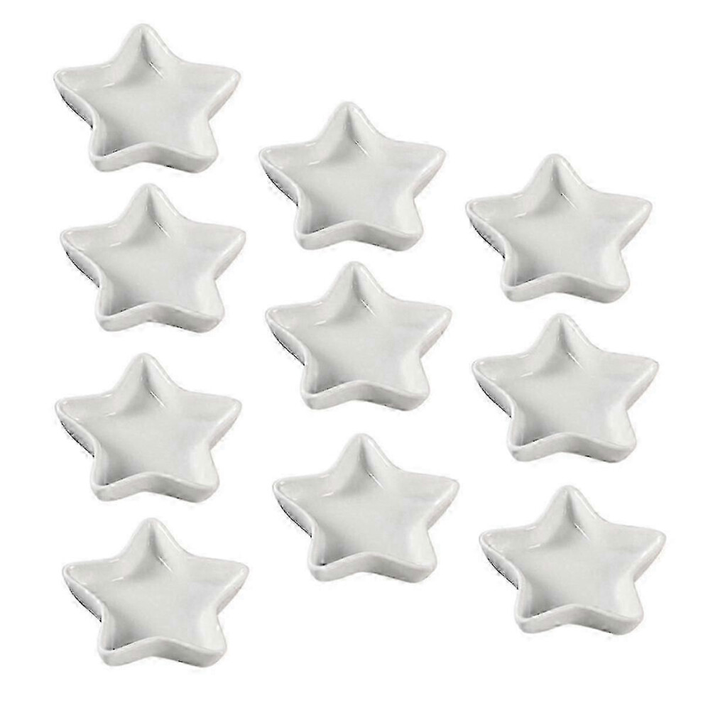 10 Pcs Five-Pointed Star Shape Condiment Dishes Sauce Dish Soy Sauce Dipping Bowl Ceramic BBQ Bowl