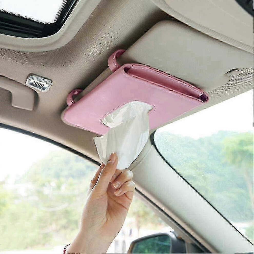Car Visor Tissue Holder, Mask Holder, Sun Visor Napkin Holder (Pink) Pink
