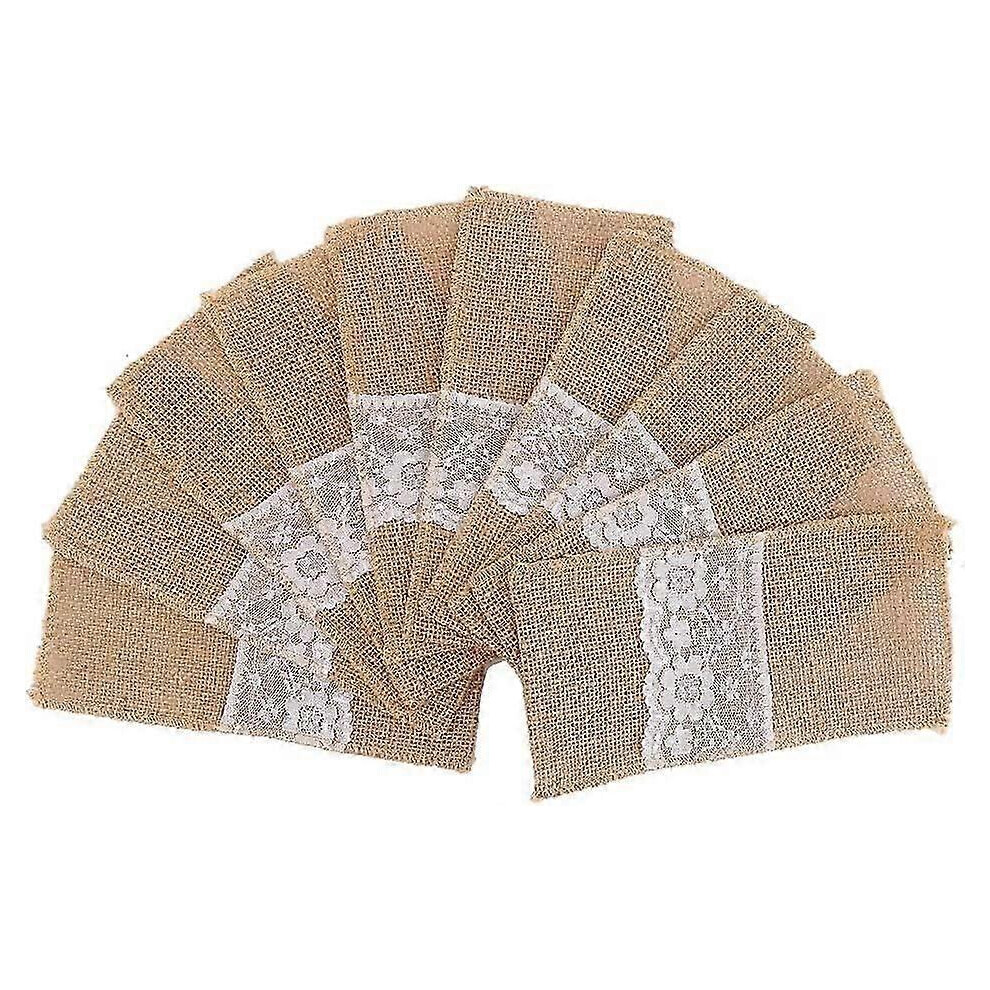 Pack of 30 natural burlap cutlery pouches, burlap cutlery holders