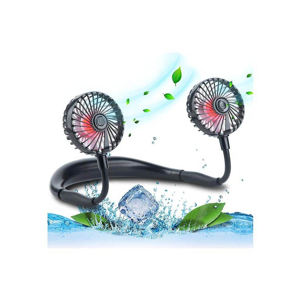 Kikidex (As Show, One Size) Hands-Free Neck Fan, Rechargeable Usb Mini Personal Fan, 3 Adjustable Speeds (Black) Black