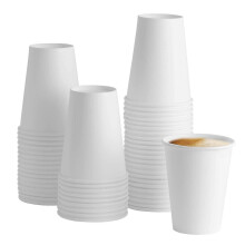 Pack of 100 disposable white paper cups for drinks, 35 cl