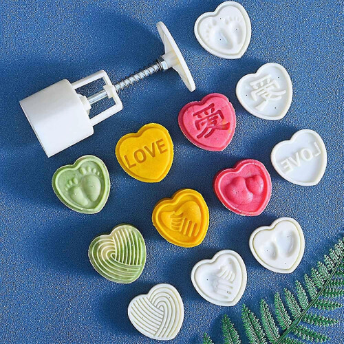 Pcs Non-Stick Mooncake Molds Easy Release ABS Heart Shaped Autumn Mooncake Molds 1