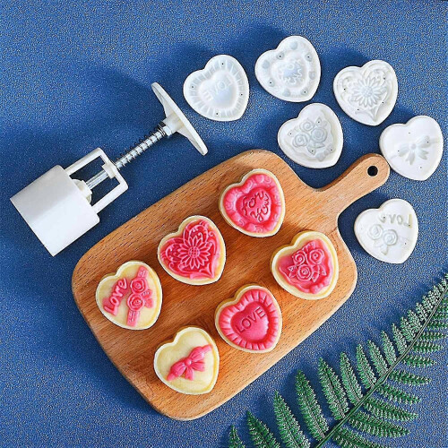 Pcs Non-Stick Mooncake Molds Easy Release ABS Heart Shaped Autumn Mooncake Molds 2