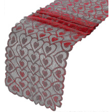 Valentine's Day Table Runner, 14 x 72 inches, Red Lace Heart for Proposal or Anniversary
