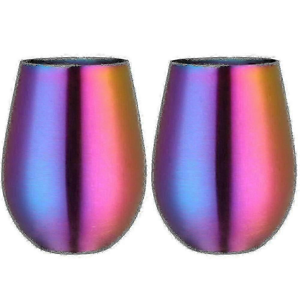（Symphony） Set of 2 Stainless Steel Stemless Wine Glasses for Travel