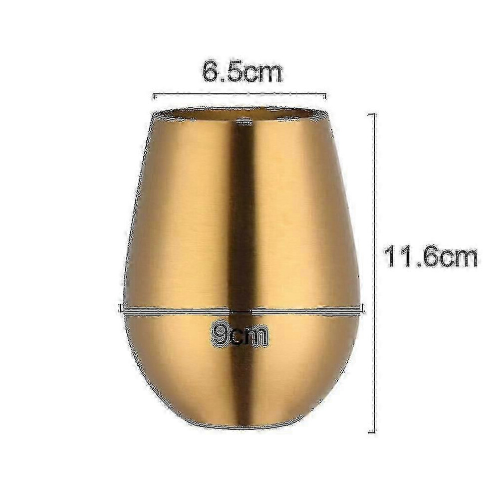 (Gold) Set Of 2 Stainless Steel Stemless Wine Glasses For Travel Gold