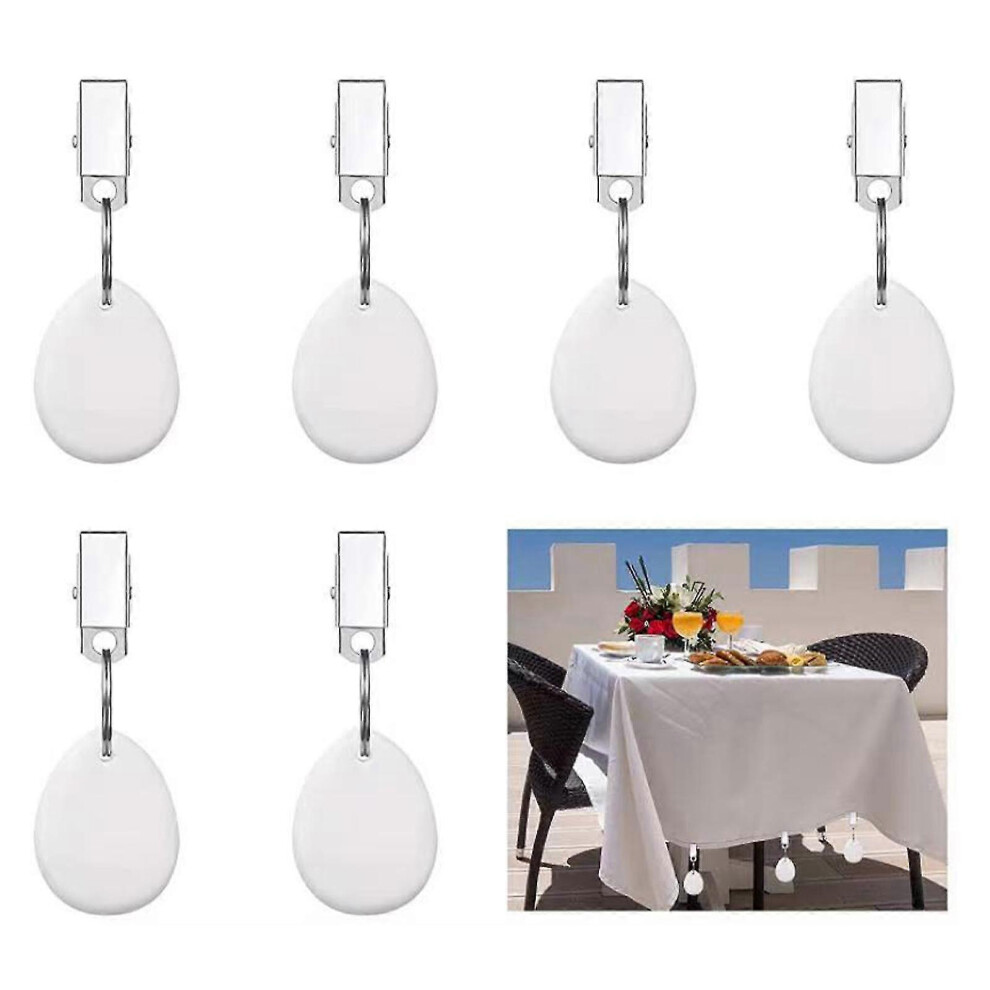 (4Pcs ) Tablecloth Weights, 4Pcs With Clips, Tablecloth Weights, Tablecloth Clips, For Family Party, Camping, Wedding, Garden White