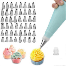 Pastry Nozzles, 50 Pieces Stainless Steel DIY Kits, 48 Nozzles, 1 Reusable