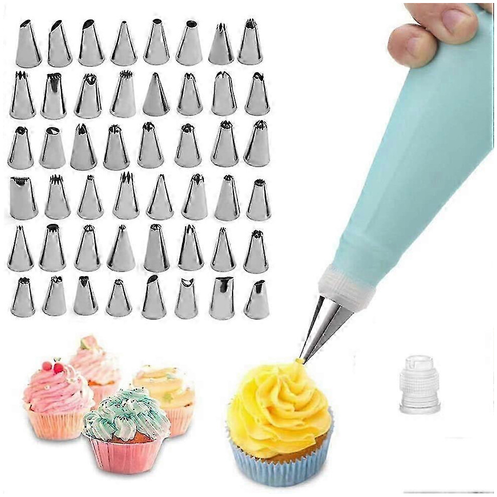 Pastry Nozzles, 50 Pieces Stainless Steel DIY Kits, 48 Nozzles, 1 Reusable