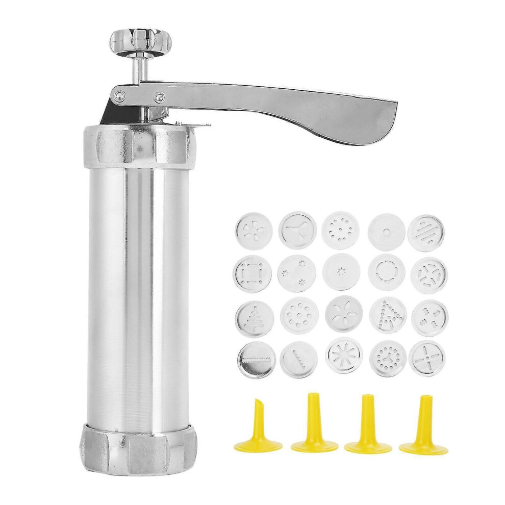 Aluminum Cookie Gun with 20 Discs and 4 Nozzles Cookie Making Tool Durable Baking Tool for Decorating Cookies and Pastries