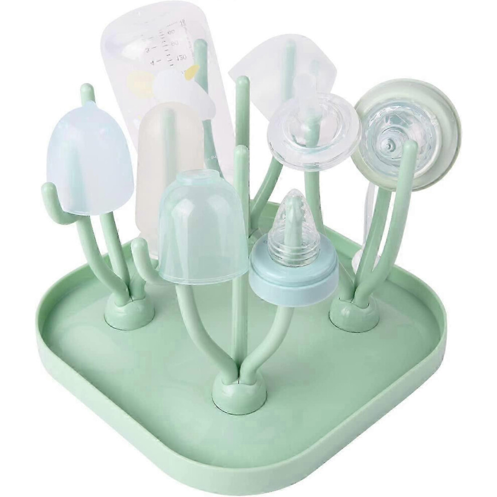Baby Bottle Drainer With Removable Drip Tray (Green) Green