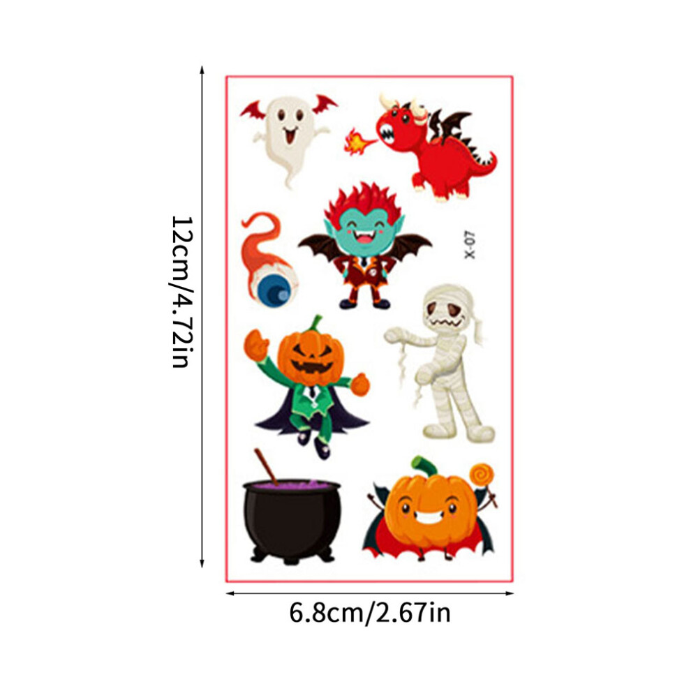 10 Sheets Kids Halloween Temporary Tattoos Ghost Spider Web Bat Pumpkin Witch