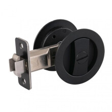 (Double Hook, Matte Black) Invisibles Round Sliding Door Lock Auti-Rust Wear-Resistant Door Lock for Bathroom