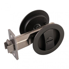 (Double Hook, Gun Gray) Invisibles Round Sliding Door Lock Auti-Rust Wear-Resistant Door Lock for Bathroom