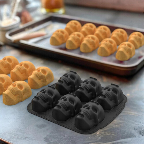 Cavity Halloween Skull 3D Silicone Cake Mold Black 1