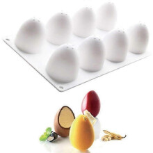 Easter Egg Silicone Mold, 8 Cavity Oval Egg Shape Silicone Mold for Cake Decorating, Chocolate Mold.