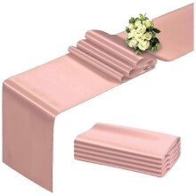 Rose Gold Table Runner 12 x 108 Inch, Set of 10, Satin Table Runner, Smooth Table Runner for Party, Wedding
