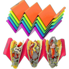 Set of 6 Colorful Taco Holders - Premium Large Taco Trays Holds Up to 3 or 2 Tacos Each, Healthy PP Material, Very Hard and Sturdy, Dishwasher Safe