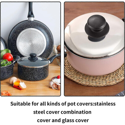 Pack Pot Lid Knobs, Universal Replacement Pot Lid Knobs, Cookware Knob Handle, Bakelite Circular Handle Knobs 2
